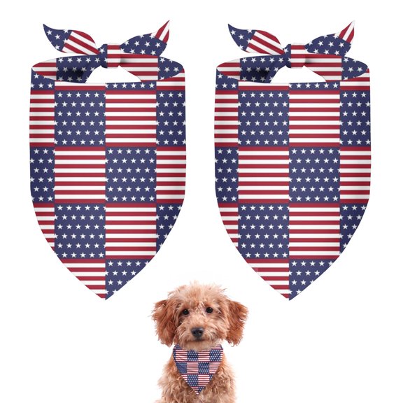 Dog Bandana 2 Pack,Red White and Blue Star Striped Pattern Bandanas for Dogs,Cat Bandana,Small/ Large Dog Bandana 2 Size,Dog Bandanas