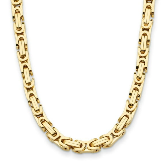 Auriga Fine Jewelry 14K Yellow Gold Polished 7 mm Fancy Link Chain Necklace for Women 18K"