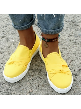 womens yellow slip on shoes