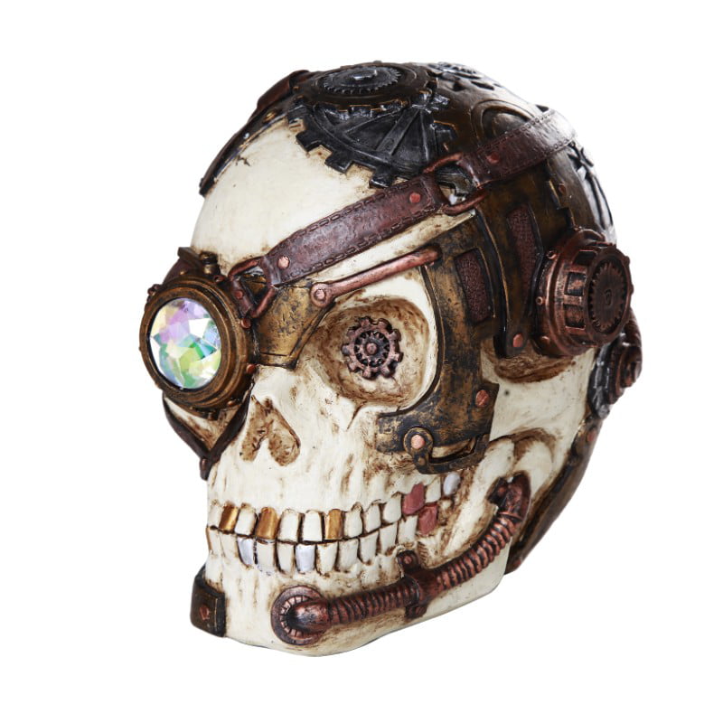 Steampunk Skull with Bullets Skull Figurine Statue Skeleton Halloween 