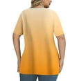 thumbnail image 4 of JGGSPWM Women's Plus Size Short Sleeve Criss Cross Neck Summer Trendy Dressy Casual Tunic Tops Tees Blouses Orange 5XL, 4 of 6