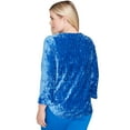thumbnail image 2 of Alfred Dunner Womens Petite Crushed Velvet Keyhole Bell Sleeve Top, 2 of 4