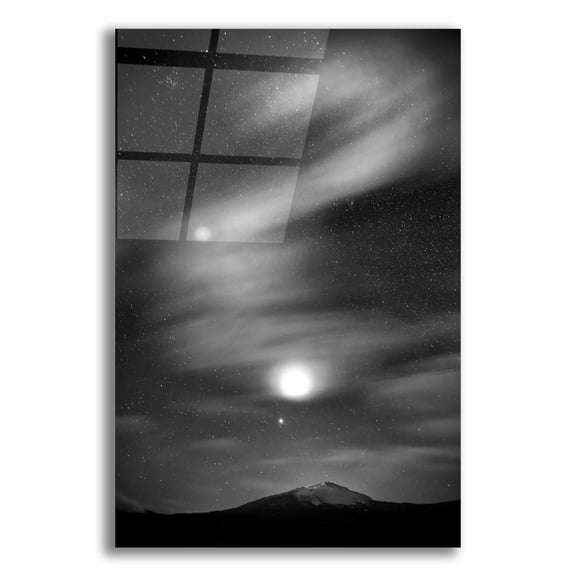 Epic Art 'Diamond Lake Moon Streak B&W' by Thomas Haney, Acrylic Glass Wall Art, 12"x16"