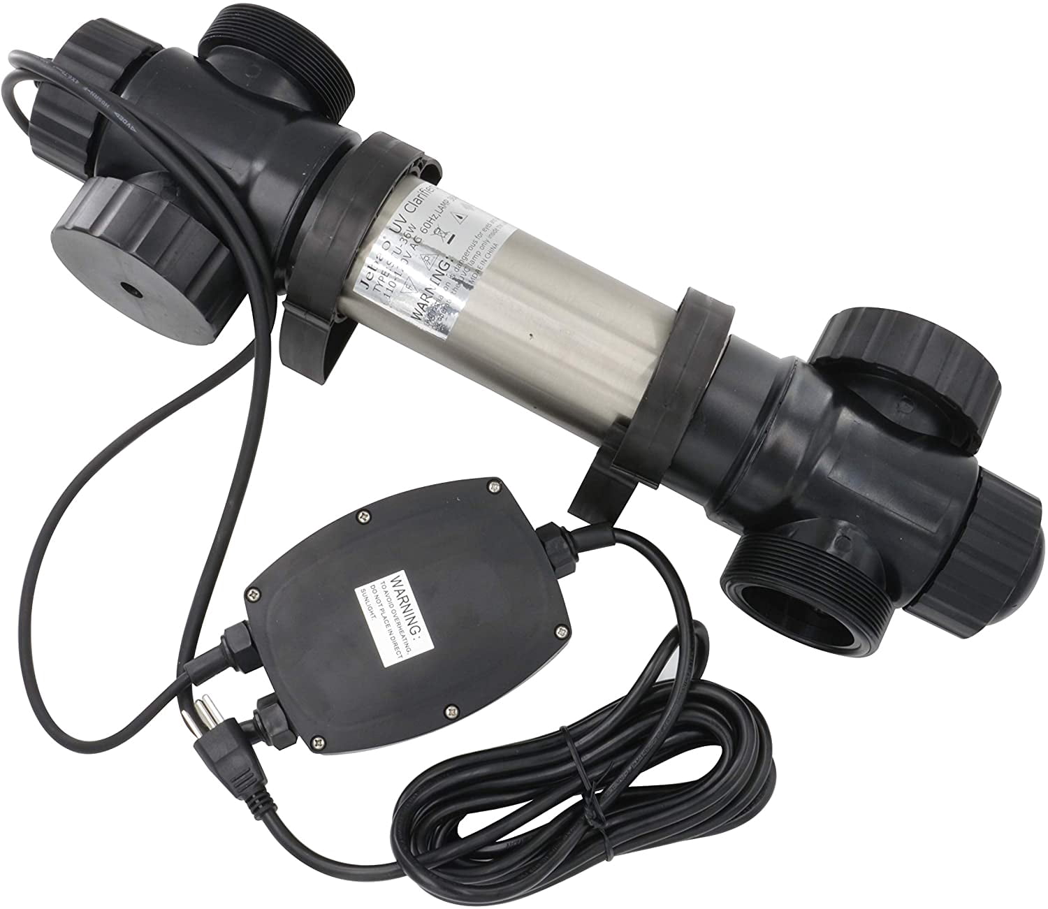 Jebao STU-36 Stainless Steel Pond and Aquarium UV Clarifier, 36-watt