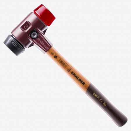 UPC: 4030618300656 | Halder Simplex Mallet with Black Rubber/Red Plastic Inserts and Cast Iron Housing  1.57  / 22.58 oz.