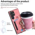 thumbnail image 5 of Phone Case for Samsung Galaxy S24 Ultra 5G Wallet Cover with Tempered Glass Screen Protector and Wrist Strap Lanyard RFID Credit Card Holder Ring Stand Cell S24Ultra 24S S 24 24Ultra Women Men Pink, 5 of 14