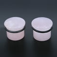 thumbnail image 4 of ZS 2Pcs Pink Single Flared Ear Plug Tunnel Natural Stone Ear Gauges Mushroom Shape Ear Stretchers Jewelry with Silicone O-Ring, 4 of 4