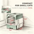 thumbnail image 6 of Enclosed Cat Litter Box with Lid and Scoop, Covered Cat Litter Pan with High Sides for Small Medium Large Cats, Odor Control Kitty Toilet, Green and White, 6 of 7
