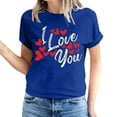 thumbnail image 2 of Pisexur T-shirt de la Saint-Valentin pour Femmes, Imprimé Amour, Manches Courtes, Col Rond, 2 of 5
