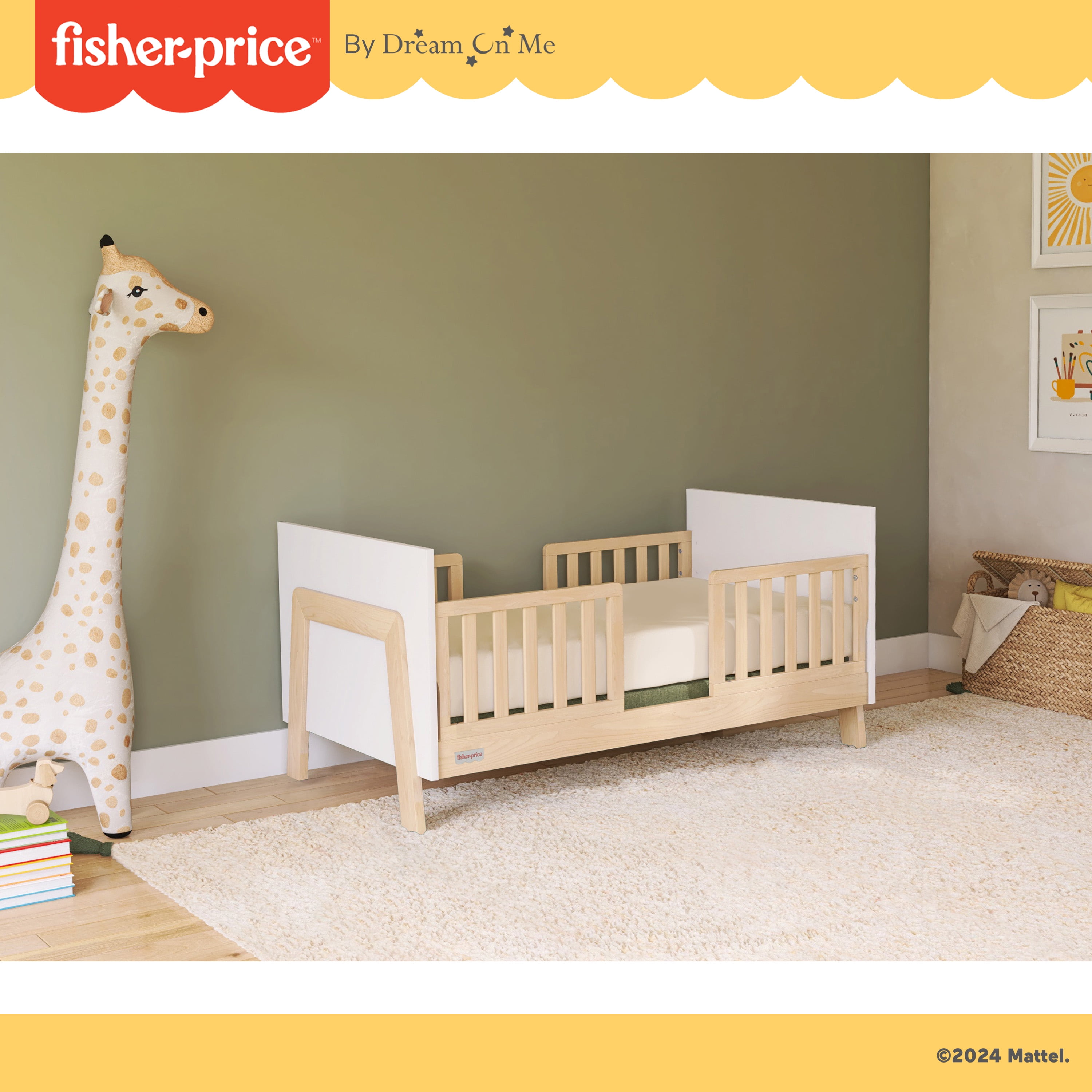 Fisher Price Iris 5-in-1 Convertible Crib by Dream On Me in White + Natural