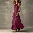 thumbnail image 5 of Asgosdo Women Summer Dresses Halter Sleeveless Solid Color Slim Fit Flowy Trendy Vacation Maxi Dress, 5 of 5