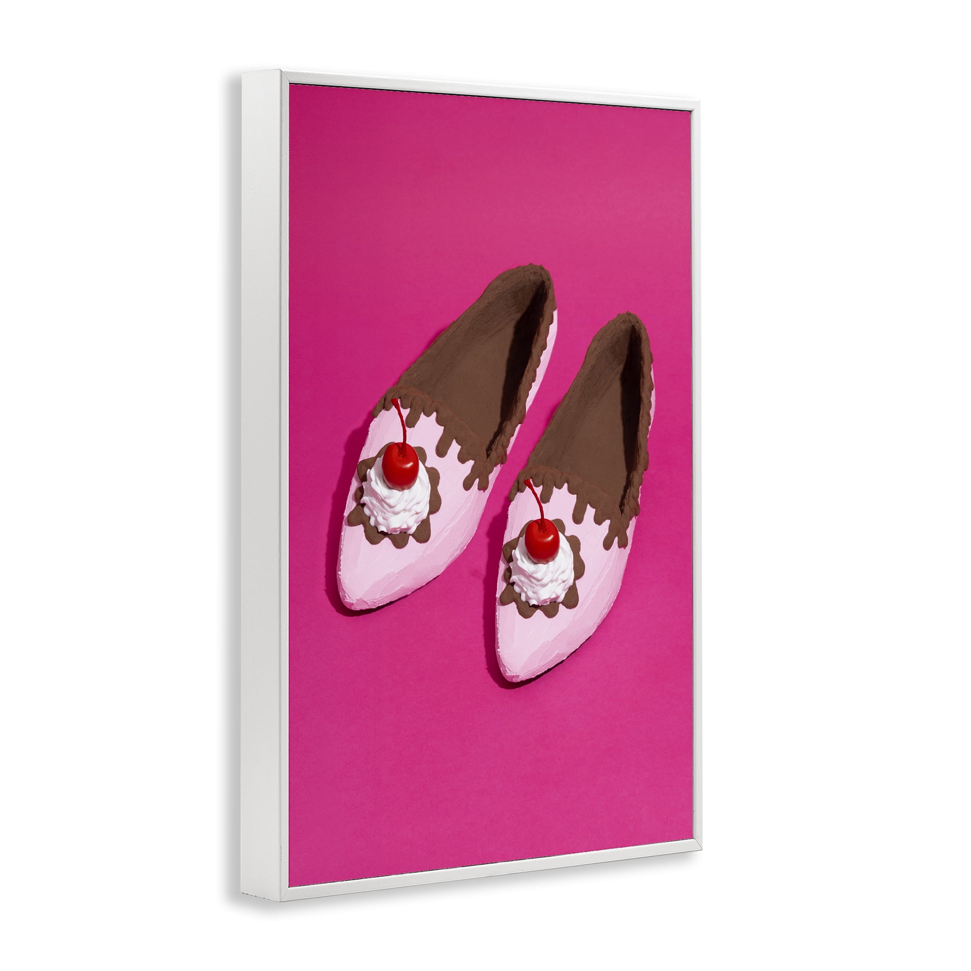 Stupell Industries Glam Dessert Shoes Novelty Painting White Framed Art Print Wall Art, 16 x 24