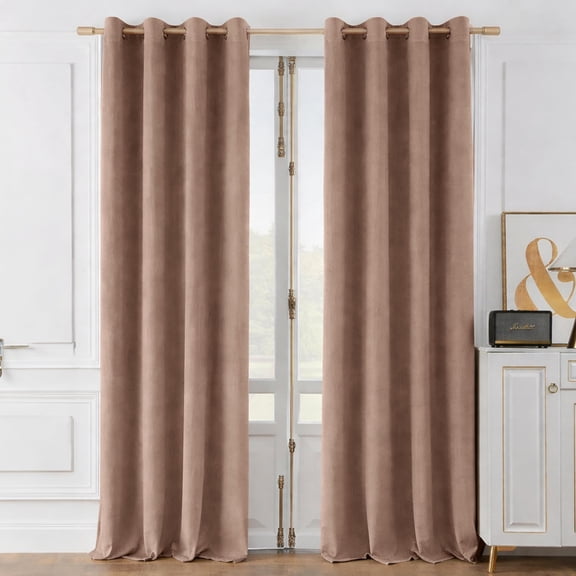Deco Window Polycotton 100% Blackout Solid Curtains 7 Feet Long Set of 2, Room Darkening Eyelet Curtains for Bedroom & Living Room (Moon Light, 7 Ft)