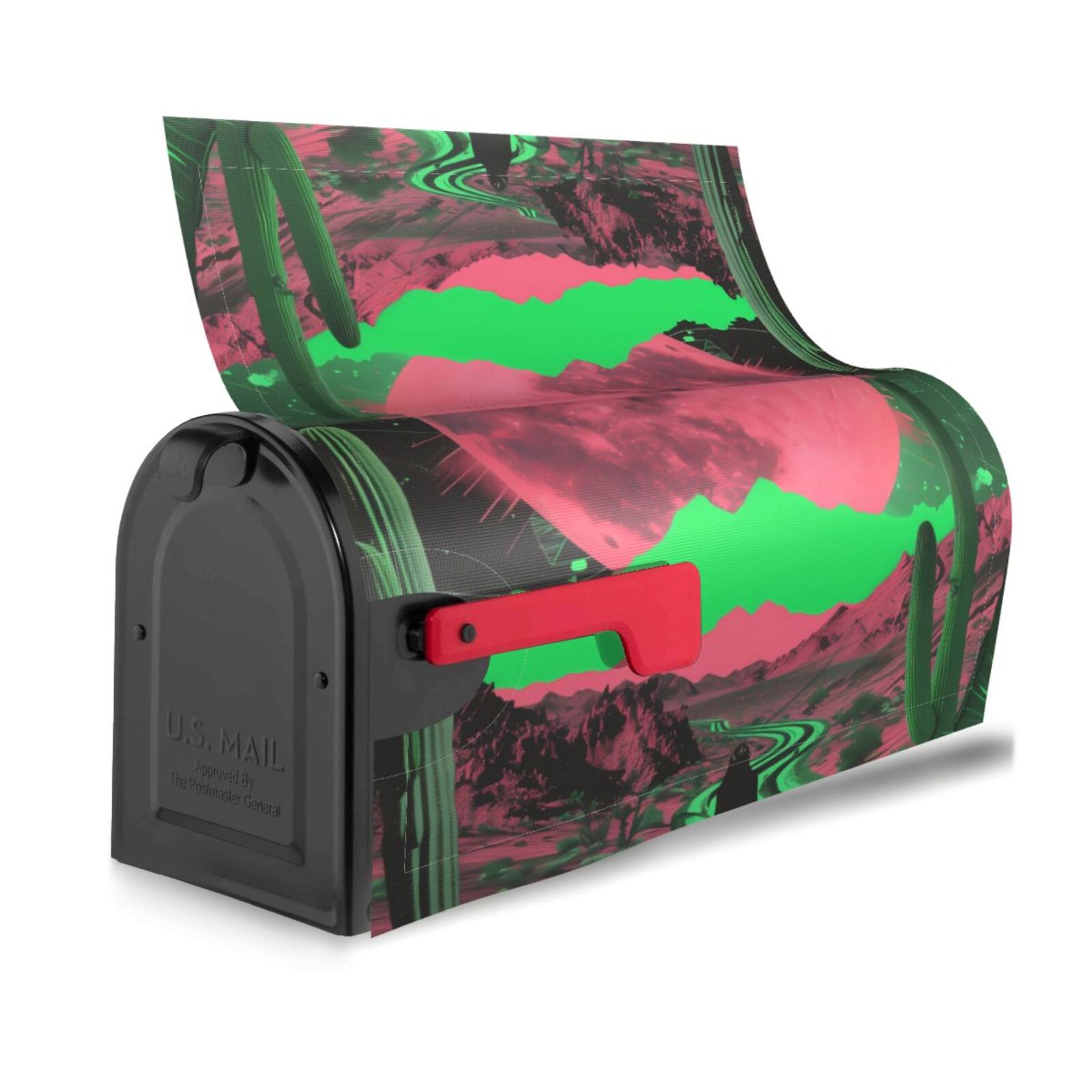 Logiee Neon Desert Moon Print Post Letter Box Wrap Decor, Mailbox Cover Suitable for Standard Mailbox and Large Size Mailbox,Outdoor Yard Decoration-25.5x21 in