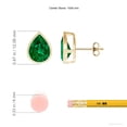 thumbnail image 2 of ANGARA Bezel-Set Pear Lab Grown 4.4 Ct Emerald Solitaire Stud Earrings for Women in 14K Yellow Gold (Size-10x8mm) | May Birthstone, Anniversary, Jewelry Gift for Women | Lab-Grown Emerald Earrings, 2 of 6
