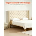 thumbnail image 2 of VEVOR Tête de Lit pour Lit Très Grand Size avec Hauteur Réglable Éponge & Tissu Crème, 2 of 9