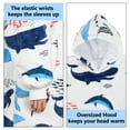 thumbnail image 3 of Solaris Kid's Oversized Wearable Blanket Hoodie Sweatshirt, Warm Comfortable Sherpa Fleece Pullover with Large Front Pocket for Teens (7-16 yr) Youth Boys, Girls, White Ocean, 3 of 7