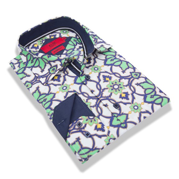 Elie Balleh Green Vine Print Men Shirt