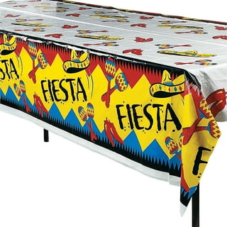 Preboun Mexican Party Supplies Include Mexican Tablecloth and Mexican Party  Banner Fiesta Party Decorations Plastic table cover for Rectangle Tables