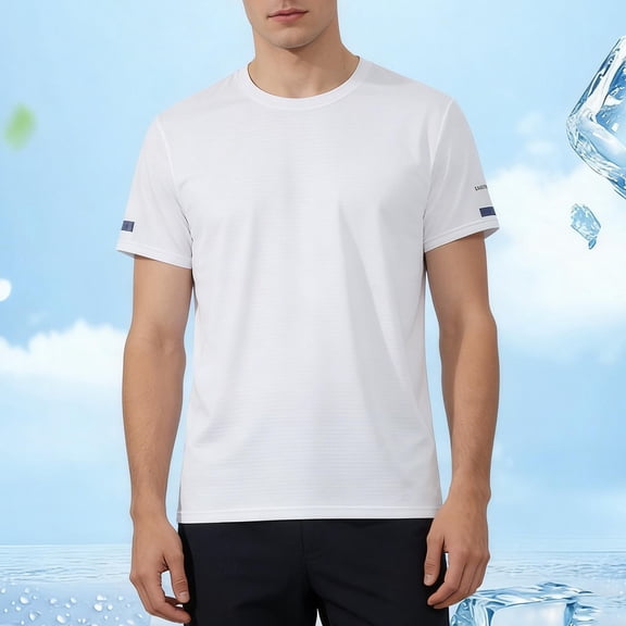 Ceisia Men's Short Sleeve Performance T-Shirt Solid Color Athletic Outdoor Running Gym Top Moisture Wicking Quick Dry Crewneck Gifts for Father White 3X