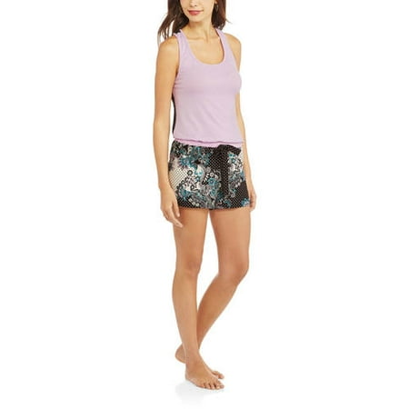 Women's and Women's Plus Racer Back Pajama Tank and Shorts 2-Piece Sleepwear Set