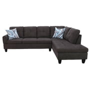 L Shape Sectional Sofa Couches Set, Upholstered Leather Corner Couch with Tufted Cushions for Living Room, Dark Brown