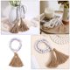 thumbnail image 4 of Guirnalda rústica de cuentas de madera con borlas, estilo bohemio, para decoración del hogar, para colgar en la pared, para mesa, repisa, con cuentas de madera natural, 4 of 7