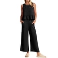 thumbnail image 3 of STARVNC Women Crew Neck Sleeveless Top Wide Leg Pants Two Piece Outfit, 3 of 7