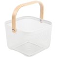 thumbnail image 1 of Trash Organizer Storage with Wooden Handle Stackable Vintage Metal Utility Basket （White）, 1 of 5