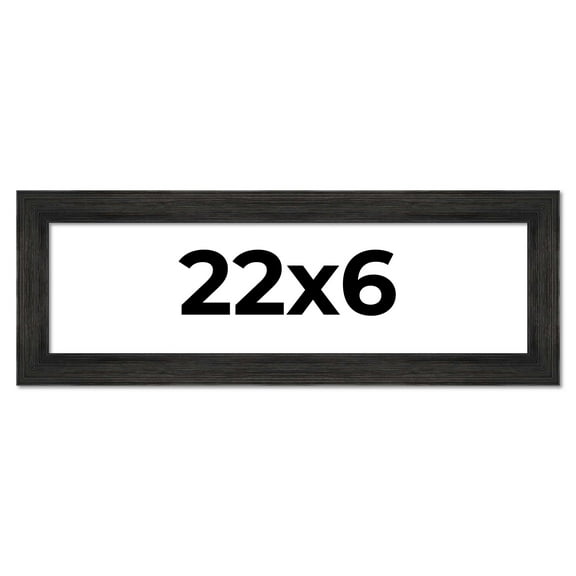 22x6 Frame Black Rustic Barnwood Solid Wood Picture Frame | 1.5 Inch Moulding Width | Includes UV