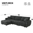 thumbnail image 3 of Harper & Bright Designs L-Shaped Sectional Sofa Set with Movable Ottoman, 3-Seat Couch with Extra-large Seat, Boucle Upholstered Sectional Sofe with Pull-line Design, 110", Black+ Gray, 3 of 19