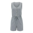 thumbnail image 2 of Aayomet Jumpsuits For Women Casual Women's Summer Casual Shorts Jumpsuit Plain Scoop Neck Button Down Sleeveless Tank Top,Gray XL, 2 of 5