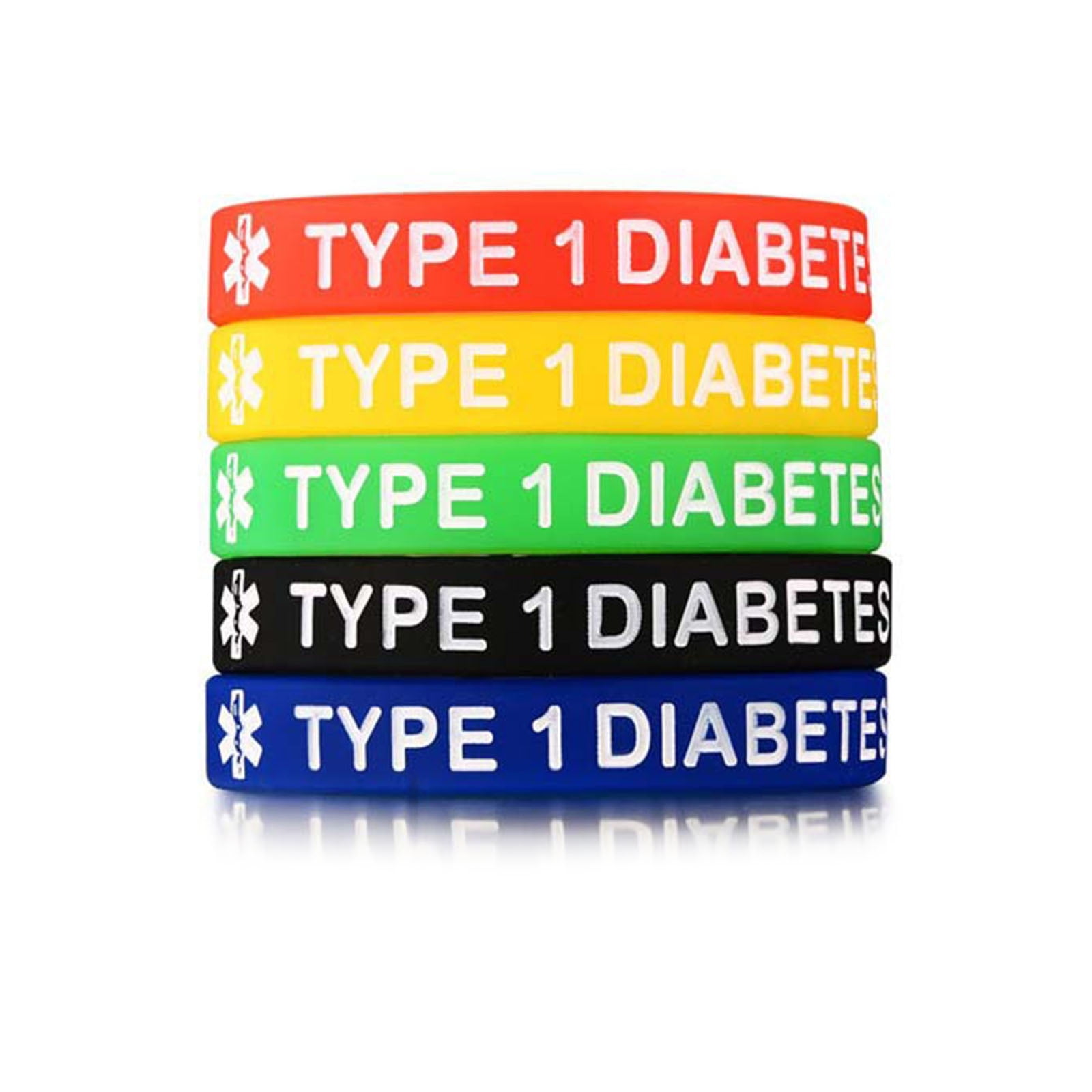 7.5ch Silicone Wristband Medical Alert Bracelets for Type 1/2 Diabetic