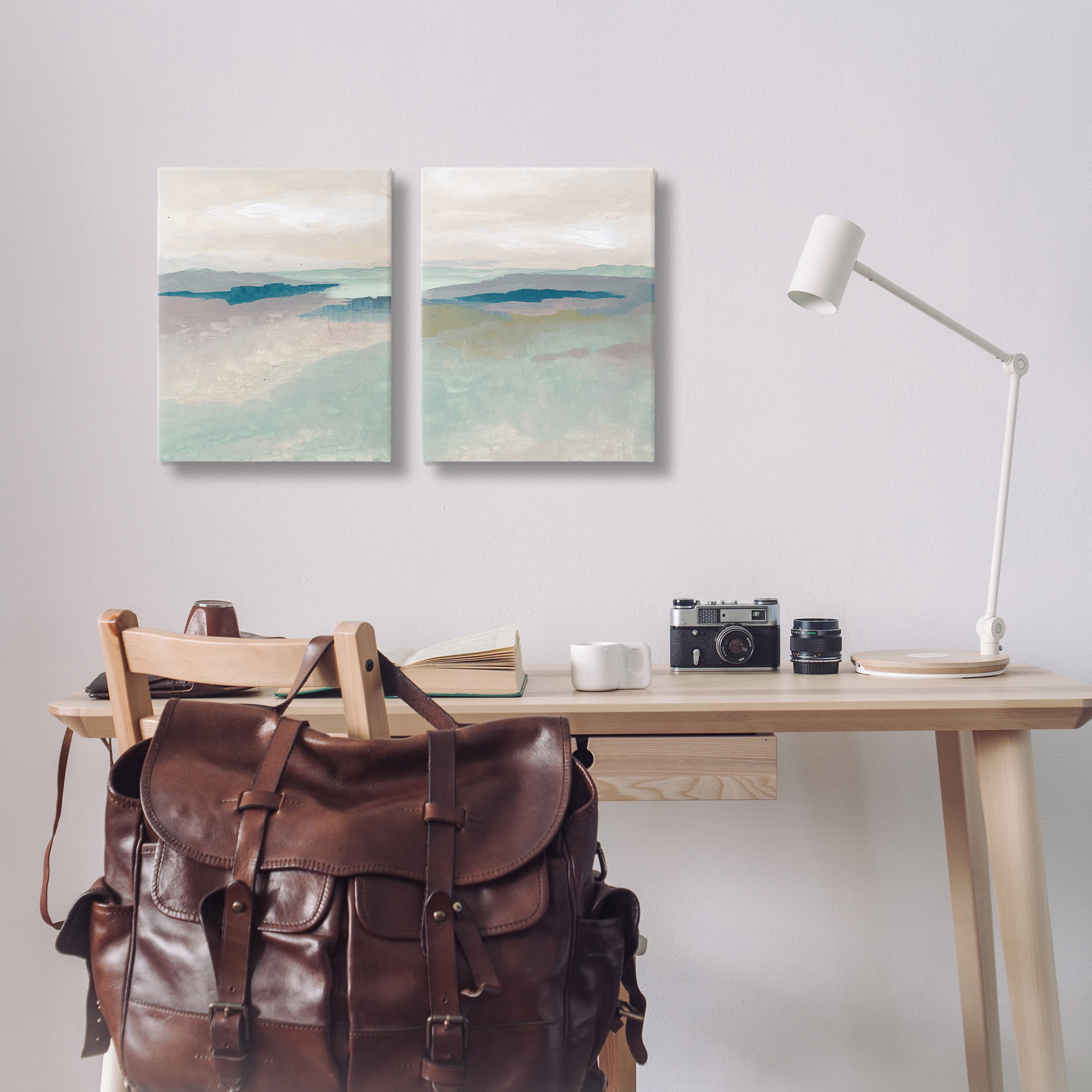 Stupell Industries Soft Abstract Terrain Landscape Painting Gallery Wrapped Canvas Art Print Wall Art, 16 x 20, Set of 2