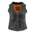 thumbnail image 4 of Milwaukee Leather ML2078 Women's Black Premium Leather Motorcycle Rider Vest w/ Studding Detail X-Small, 4 of 6