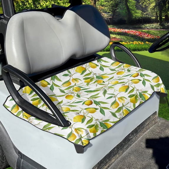 Xoenoiee Lemon Leaves Floral Pattern Golf Cart Seat Covers Easy to Intall Golf Cart Accessories Soft Golf Cart Seat Towel/Blanket Universal Fit for Club Car 2-Person