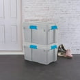 thumbnail image 6 of Sterilite 30 Gal Gasket Tote, Heavy Duty Stackable Storage Bin with Latching Lid, Plastic Container to Organize Basement, Gray Base and Lid, 3-Pack, 6 of 9