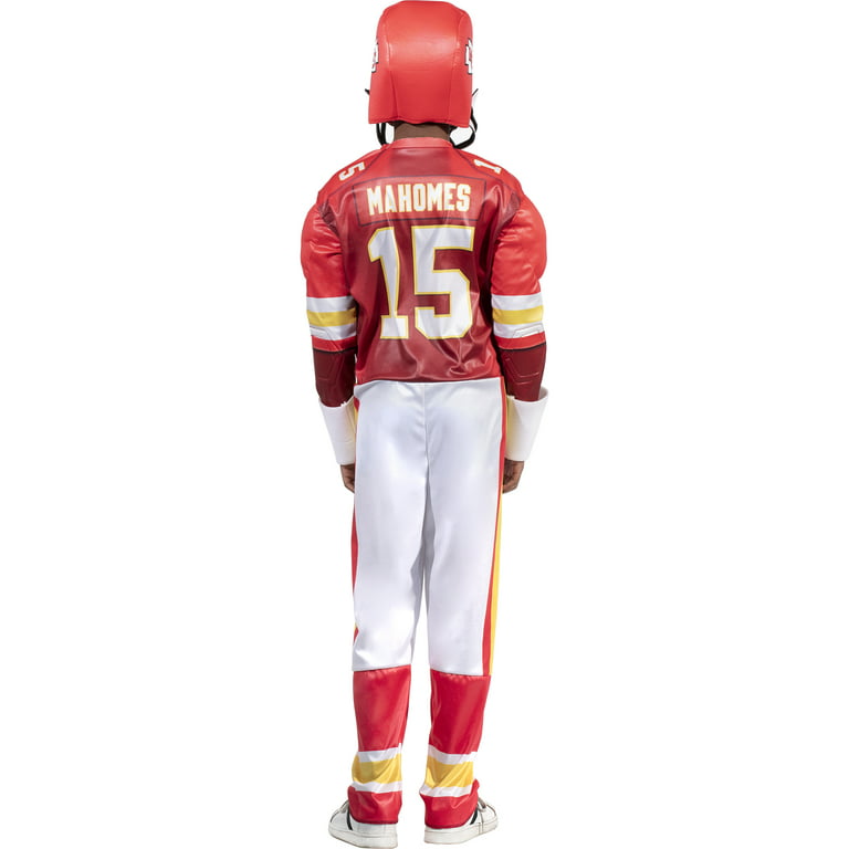 DC B Mahomes NFL Boys Rookie Muscle Suit, Red/White/Yellow Halloween Costume