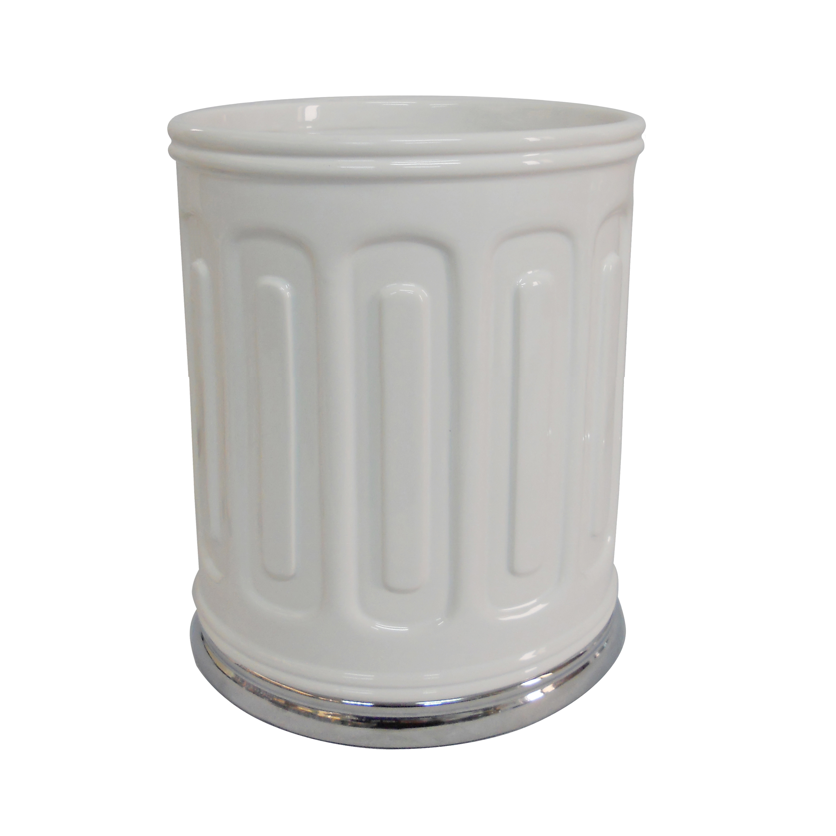 Teamson Home Bathroom Waste Basket Metal White Ivory Glenda AC13106