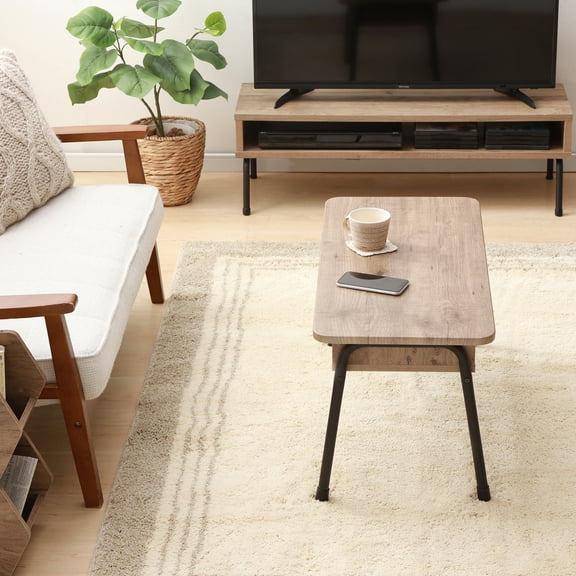 IRIS USA Rustic Wooden Table with Storage