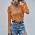 thumbnail image 3 of Suéter con cuello en V, camisa de punto con cuello en V, suéter superior informal, jersey de punto fino para mujer, calidad superior, 3 of 8