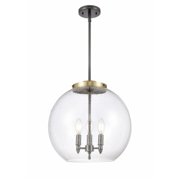 221-3S-BAB-G124-16 Innovations Lighting Athens - 3 Light Pendant In Industrial Style-16.38 Inches Tall and 15.75 Inches Wide-Black Antique Brass
