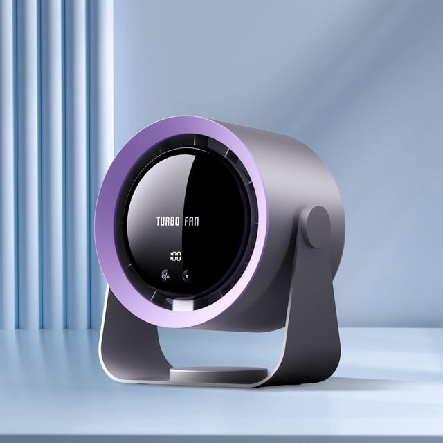 Ventilador de Escritorio - Ventilador de Mesa USB Recargable con Batería 5400mAh y Pantalla LED | 100 Velocidades + Cabeza Ajustable 90° | Silencioso para Colgar en Oficina, Dormitorio, Cocina (Grey)