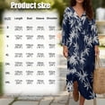 thumbnail image 6 of COEQINE Women's Midi Dress 3/4 Sleeve Wrap V-Neck Casual Sundress, Zen Style Oriental Loose Fit Linen-Like Calf Length Tunic Dress for Women, Machine Washable, Size 3XL, Navy White Bamboo Print, 6 of 6