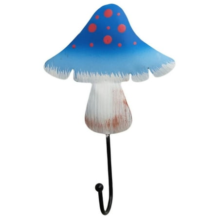 

Farfi Bathroom Hook Mushroom Shape Keep Neat Space-saving Strong Load-bearing Home Decoration Storage Iron Door Wall Keychain Hook Household Supplies (Blue)