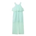 thumbnail image 5 of iEFiEL Kids Girls Chiffon Maxi Jumpsuit Rhinestone Wide Leg Outfit Set,Sizes 4-14 Mint_Green 10, 5 of 7