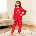 thumbnail image 4 of JAJAHO Girls Outfits Set 2 Piece Home Clothes Set Kids Bow Print Long Sleeve Crewneck Top Ankle-Tied Bottoms Ages 3-14 Years Trendy Outfit, 4 of 7