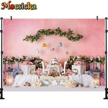 Image of ss Girl Birthday Photography Background Pink Castle Balloon Party Decoration Baby Portrait Photo Studio Banner Poster