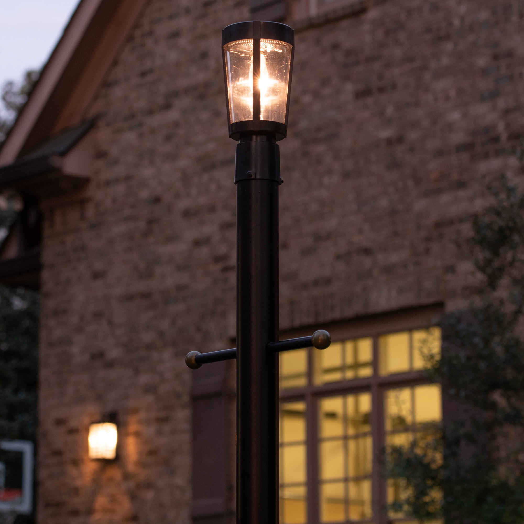 Gama Sonic Amphora 1-Light Black Plastic Solar Outdoor Weather Resistant Post Light Set with Solar LED Bulb