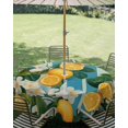 thumbnail image 3 of Outdoor Tablecloth with Umbrella Hole Zipper Yellow Lemon Round Tablecloth 54" Waterproof Outside Table Cloth Summer Fruit Floral Blue Stripe Burlap Patio Table Cover Tablecloths for Picnic Party, 3 of 8